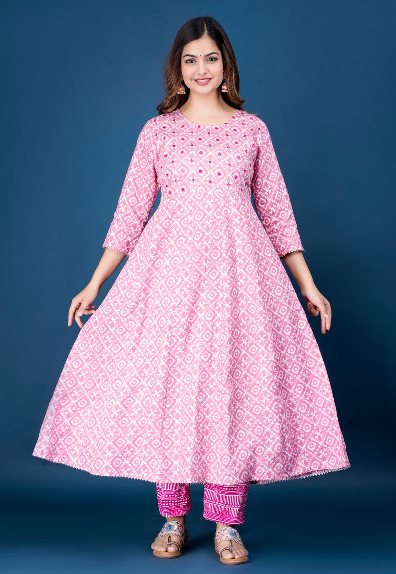 Beautiful Anarkali Kurti With Pant And Printed Dupatta