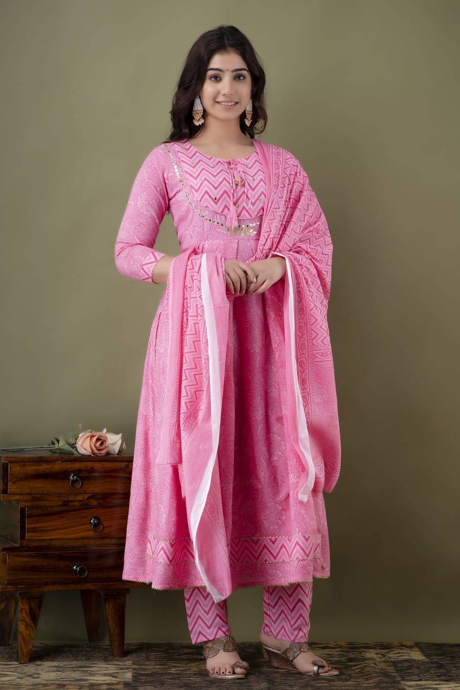 Beautiful Anarkali Kurti With Pant And Dupatta