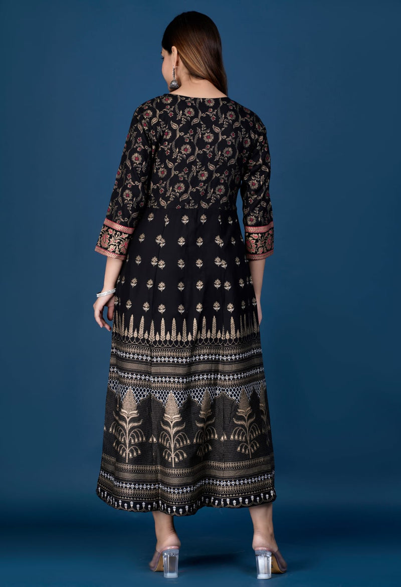 Beautiful Flower Printed Gown With Heavy Lace Work And Dupatta