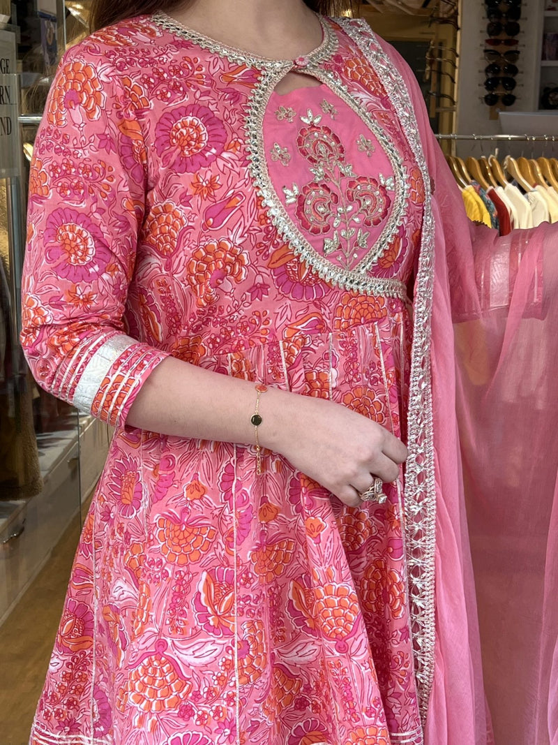 Bright Pink Designer Sharara Suit with Dupatta