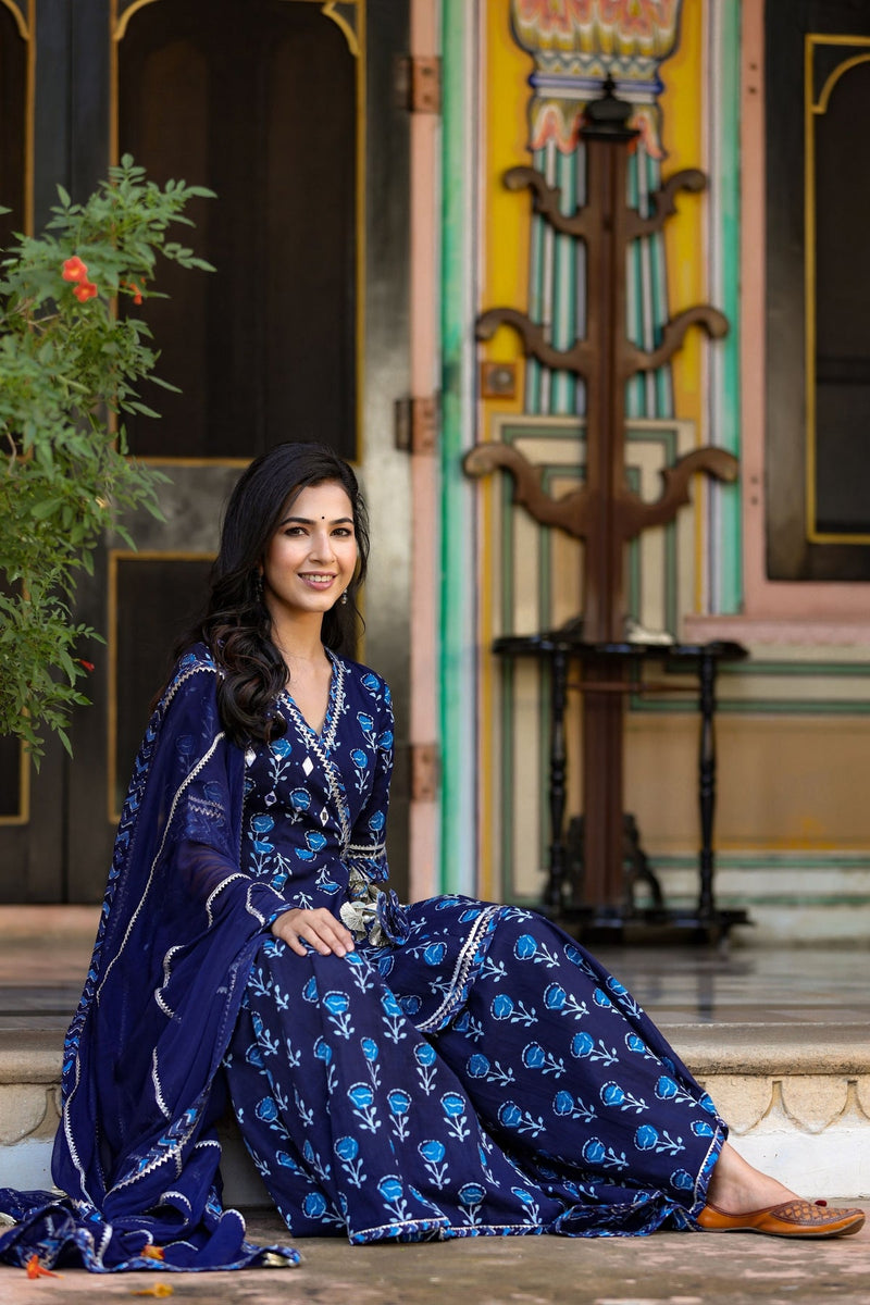 Indigo Sharara Suit with Dupatta