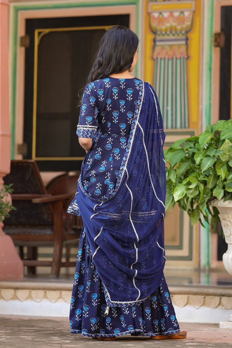 Indigo Sharara Suit with Dupatta