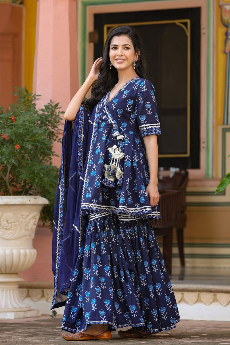 Indigo Sharara Suit with Dupatta