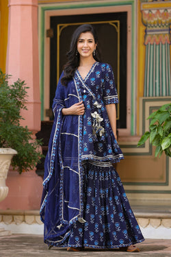 Indigo Sharara Suit with Dupatta