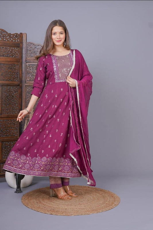 Magenta Color Designer Suit With Dupatta