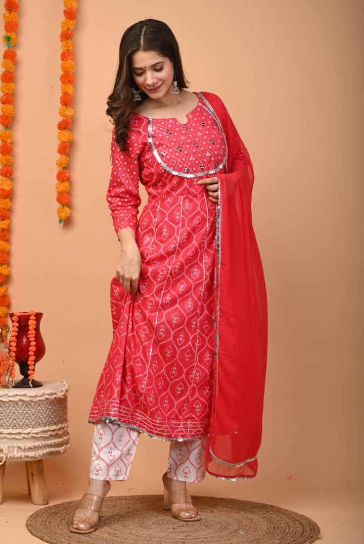 Red Designer Suit With Dupatta