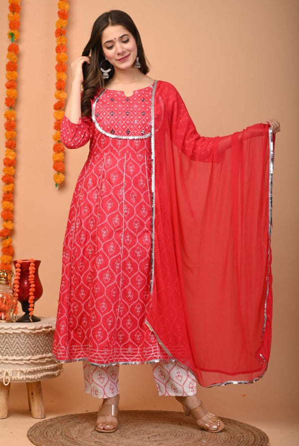 Red Designer Suit With Dupatta