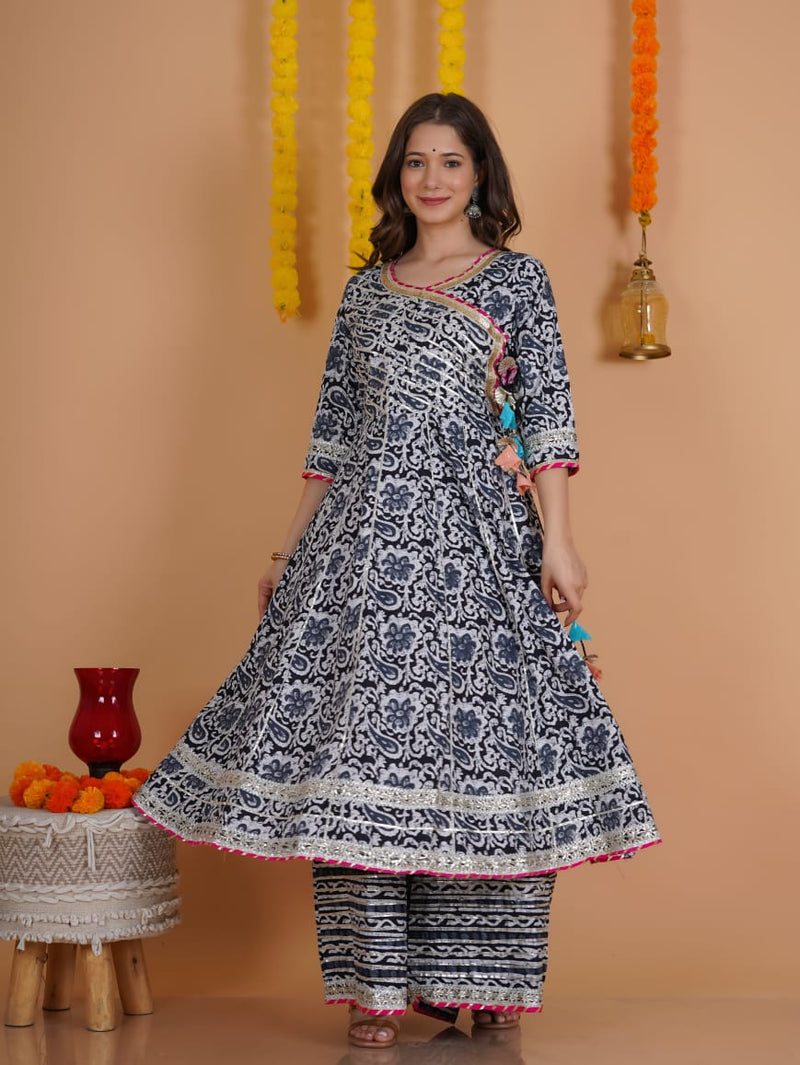 Designer Floral Kurti Sharara Set With Dupatta