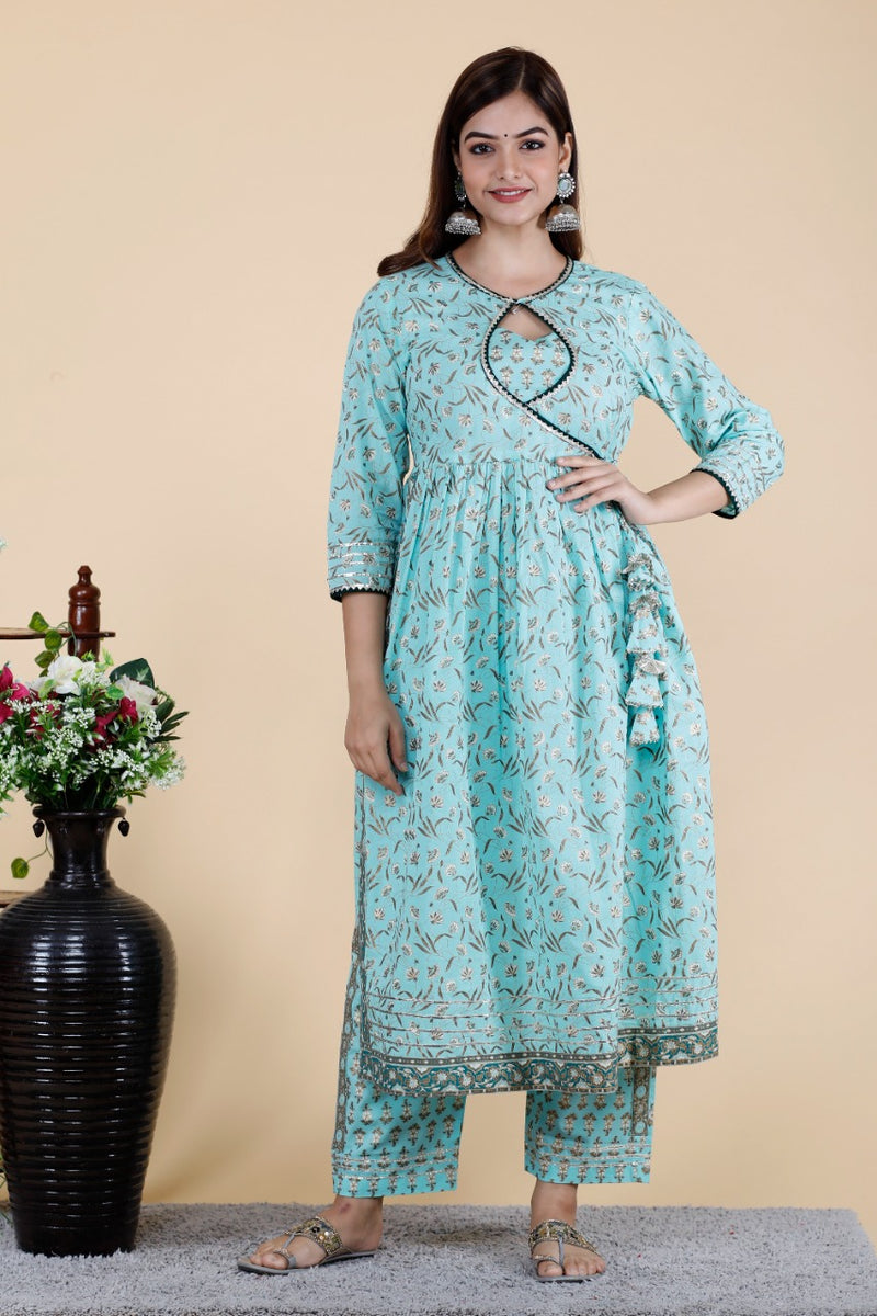 Sky Blue Designer Kurti Set With Dupatta