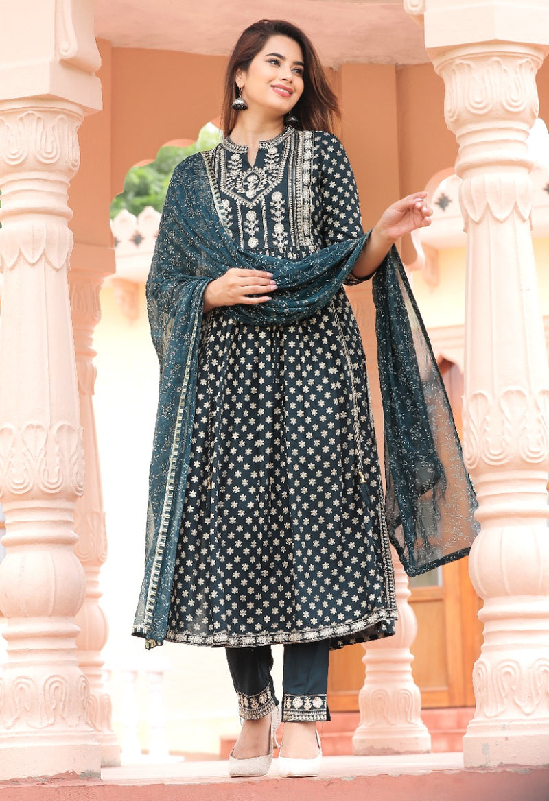 Designer Rayon Suit With Dupatta