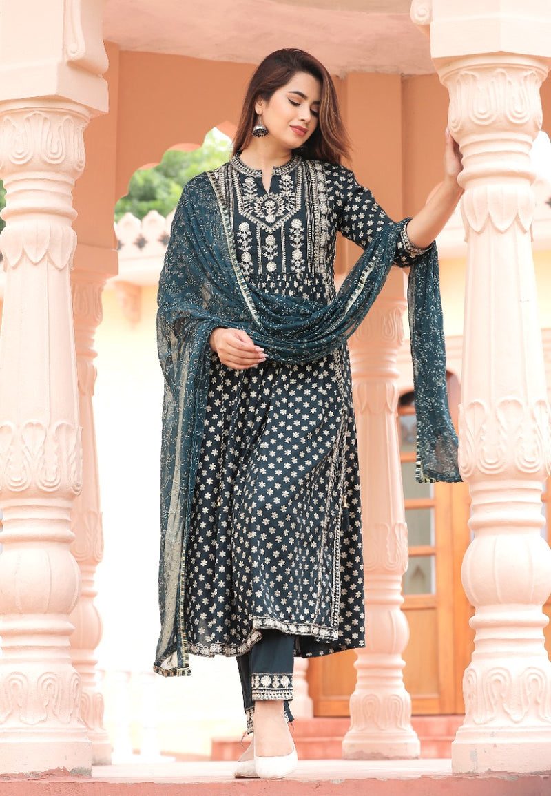 Designer Rayon Suit With Dupatta