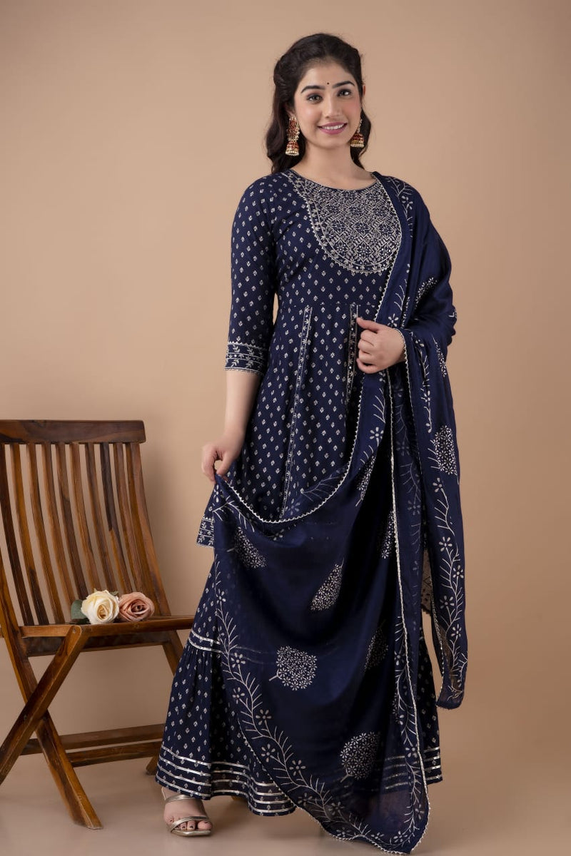 Premium Designer Rayon Suit With Dupatta