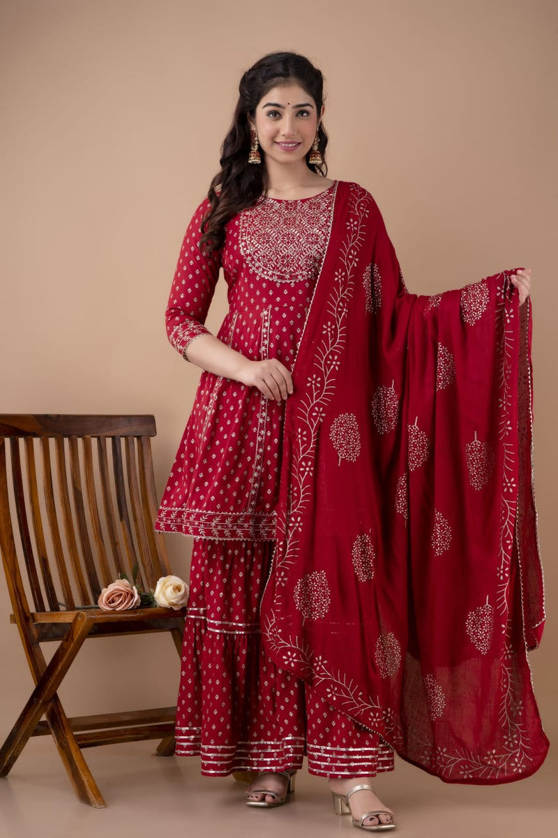 Premium Designer Rayon Suit With Dupatta