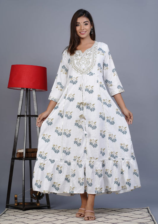 Beautiful western Cotton flex gown with dori latkan