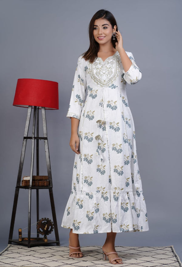 Beautiful western Cotton flex gown with dori latkan