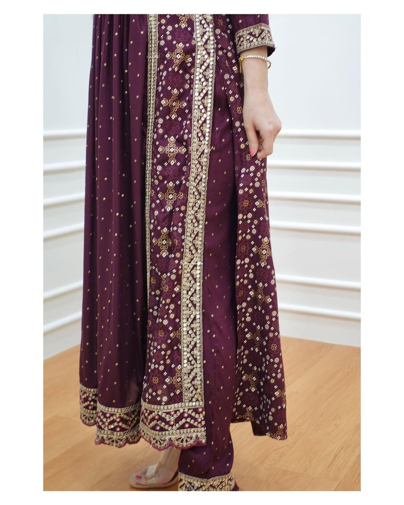 Beautiful Maroon Nayra Cut Suit With Dupatta