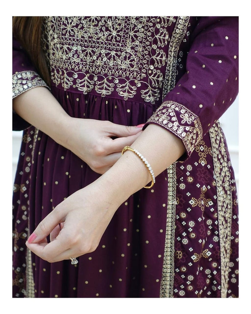 Beautiful Maroon Nayra Cut Suit With Dupatta