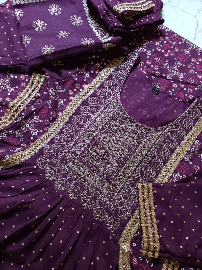 Beautiful Maroon Nayra Cut Suit With Dupatta