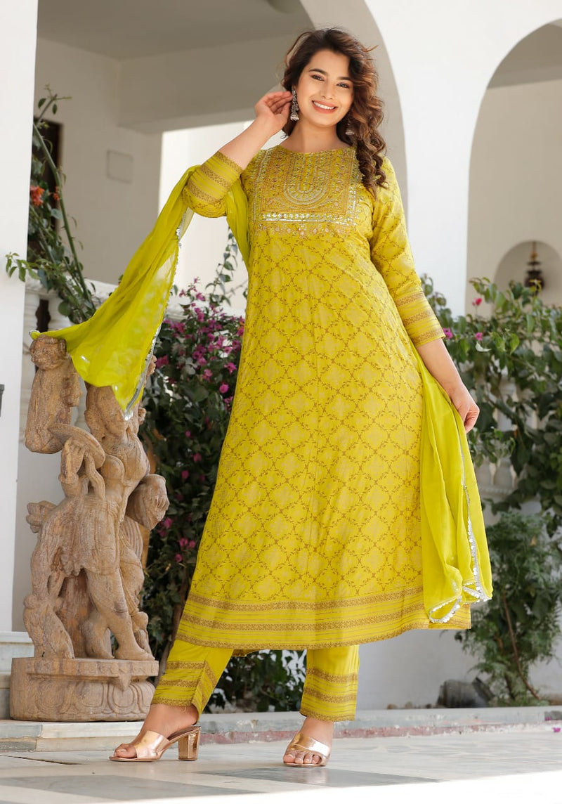 ANAARKALI STYLE KURTI SET WITH DUPATTA