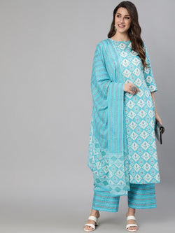 Beautiful  stitched kurta with cotton pant and dupatta