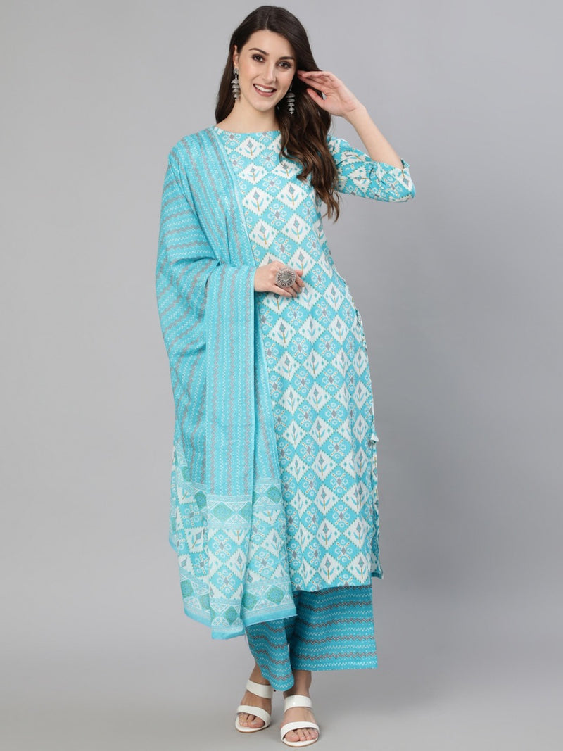 Beautiful  stitched kurta with cotton pant and dupatta