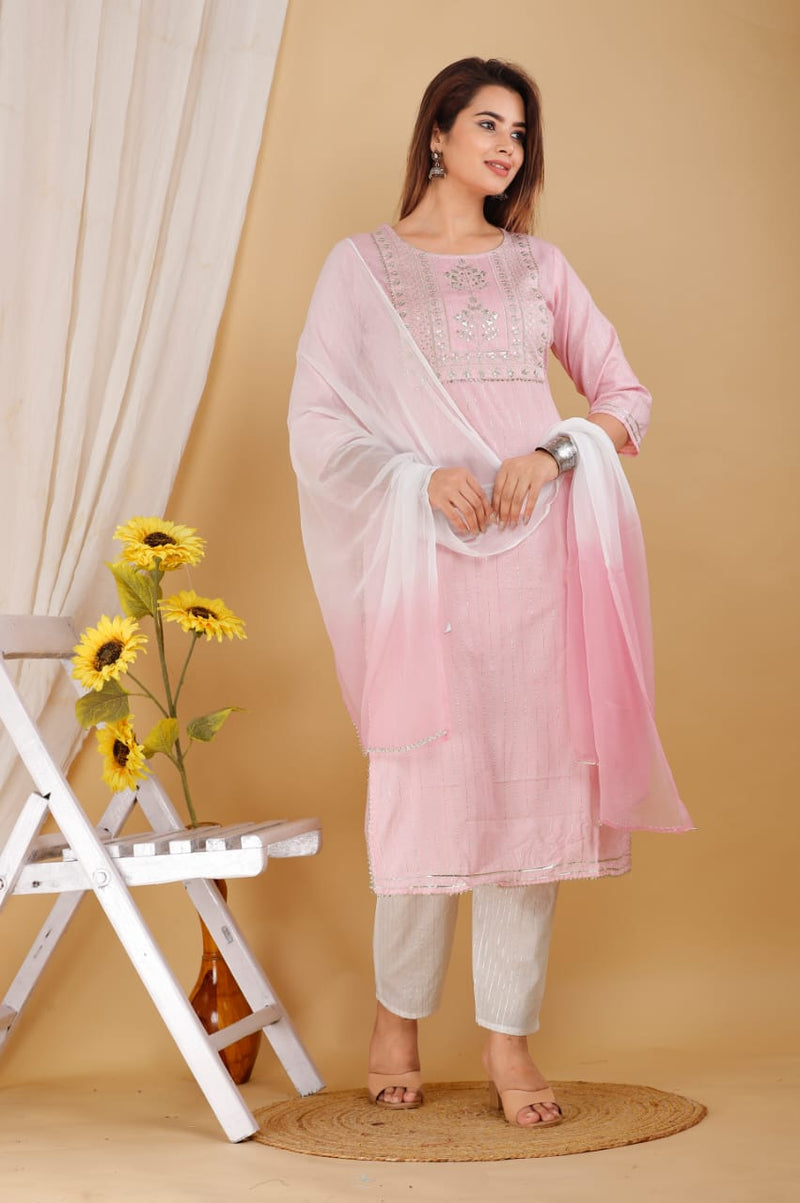 Beautiful Straight kurti Pant With Dupatta