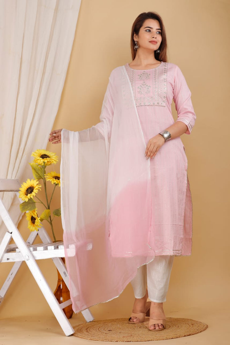 Beautiful Straight kurti Pant With Dupatta