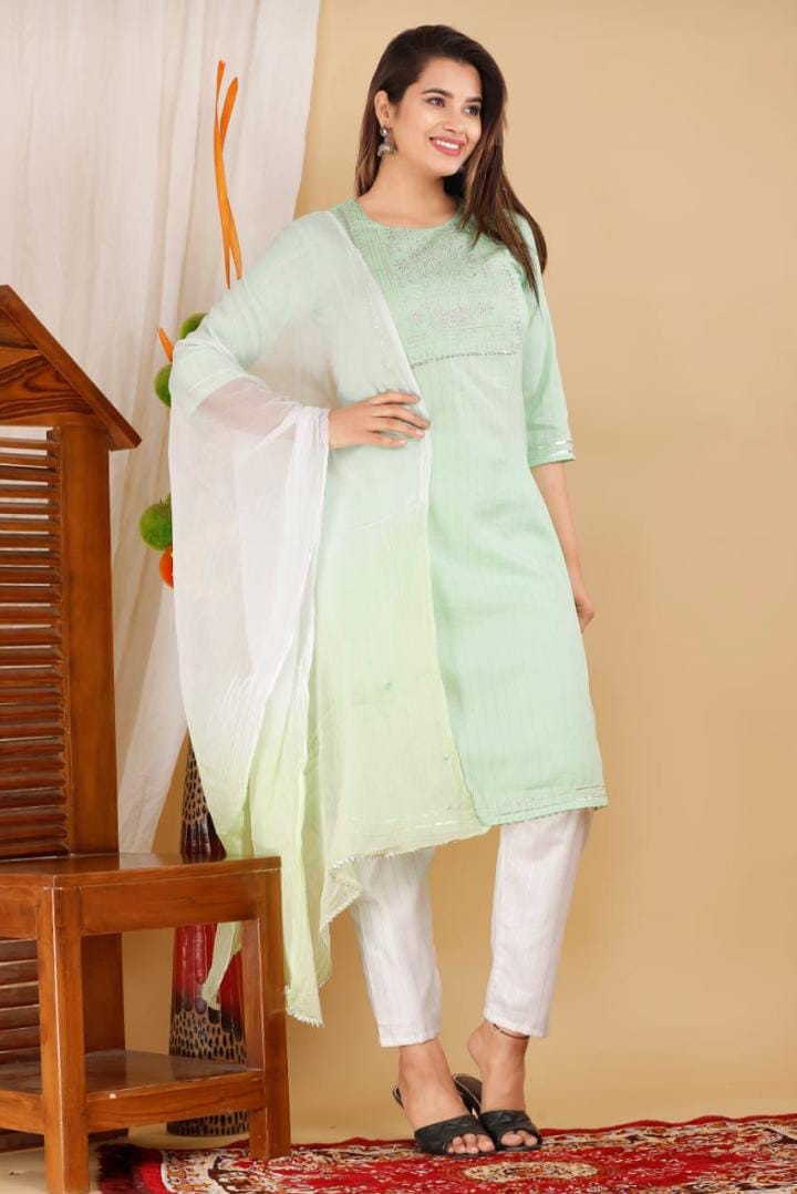 Beautiful Straight kurti Pant With Dupatta