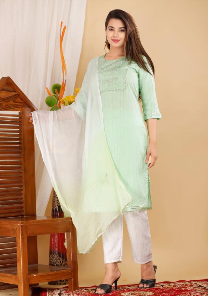 Beautiful Straight kurti Pant With Dupatta