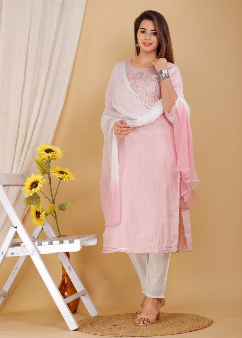 Beautiful Straight kurti Pant With Dupatta