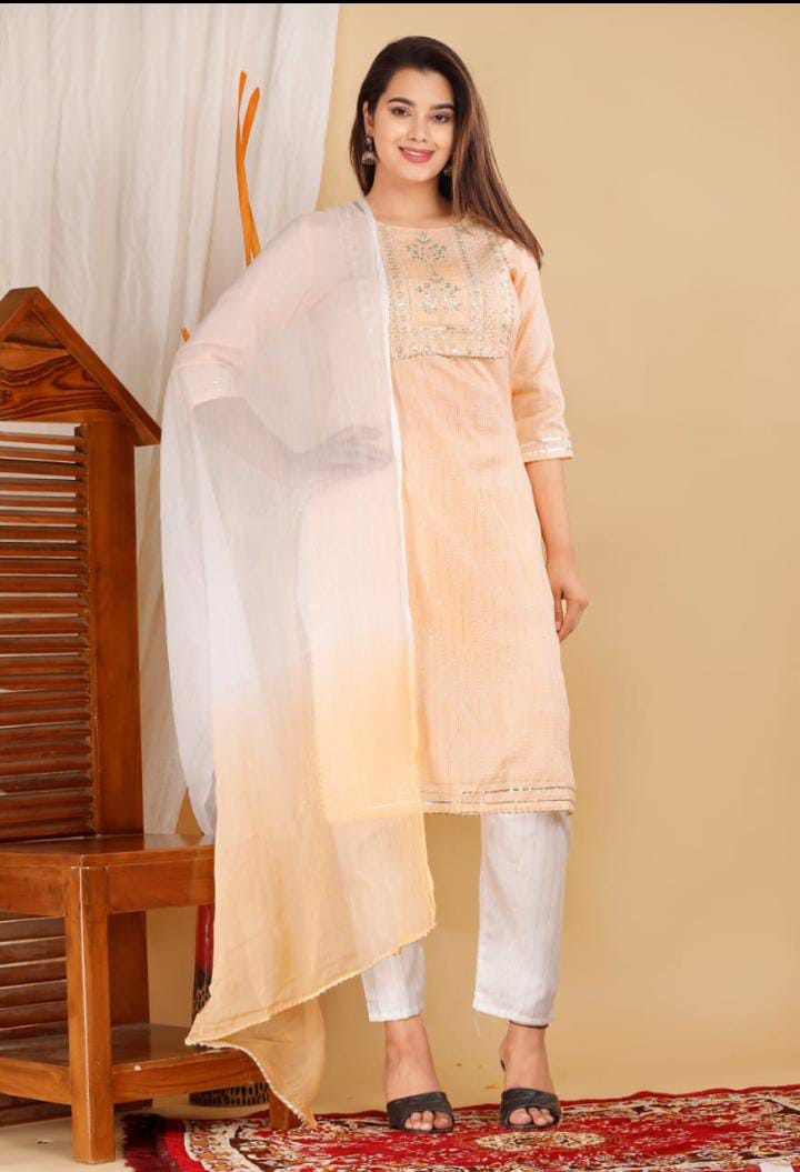 Beautiful Straight kurti Pant With Dupatta