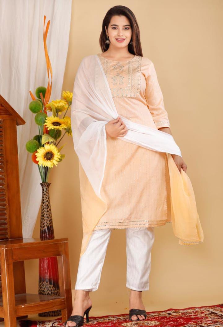 Beautiful Straight kurti Pant With Dupatta