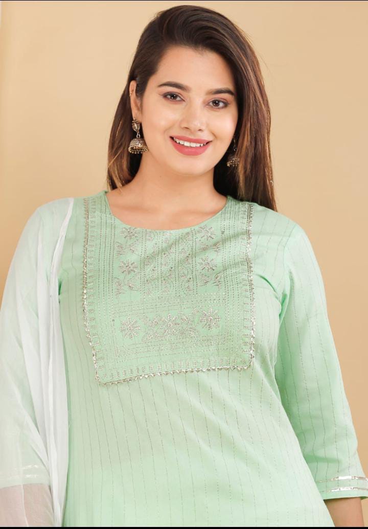 Beautiful Straight kurti Pant With Dupatta