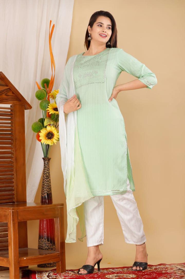 Beautiful Straight kurti Pant With Dupatta