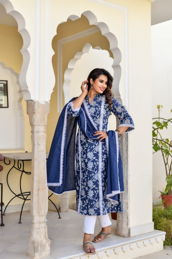 Beautiful blue Heavy Suit With Dupatta