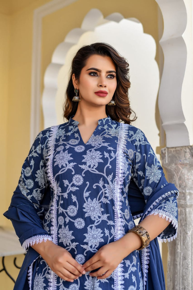 Beautiful blue Heavy Suit With Dupatta