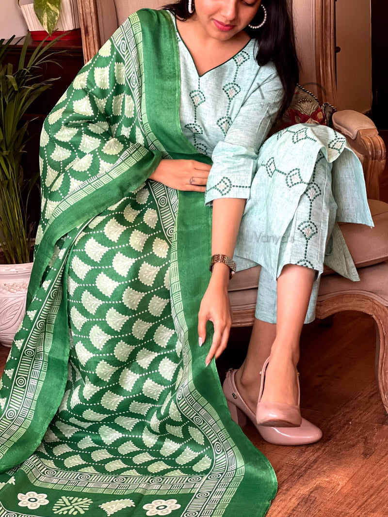 Sea Green south khaadi cotton suit