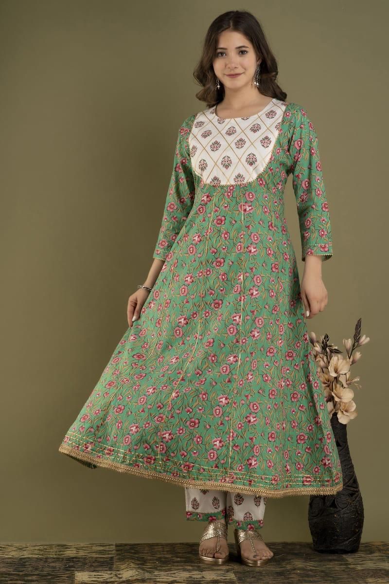 Beautiful Anarkali Kurti With Pant And Printed Dupatta