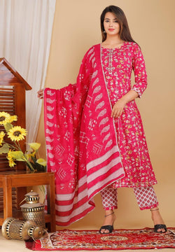 Beautiful Zari Work Anarkali Kurti With Pant And Dupatta