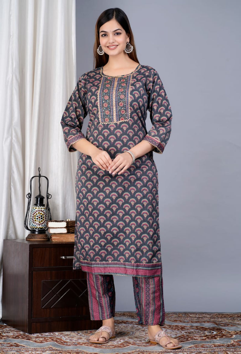 BEAUTIFUL HEAVY PURE COTTON KURTI SET