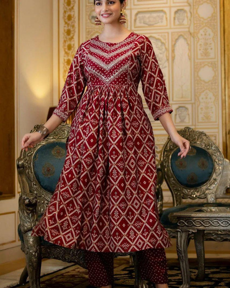 Beautiful Maroon Red Suit with Dupatta