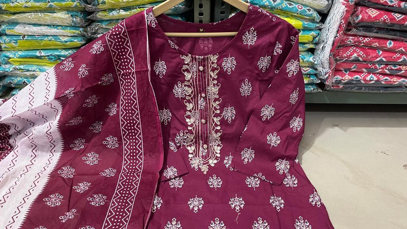 Beautiful Heavy Cotton kurti With Pant And Duppata