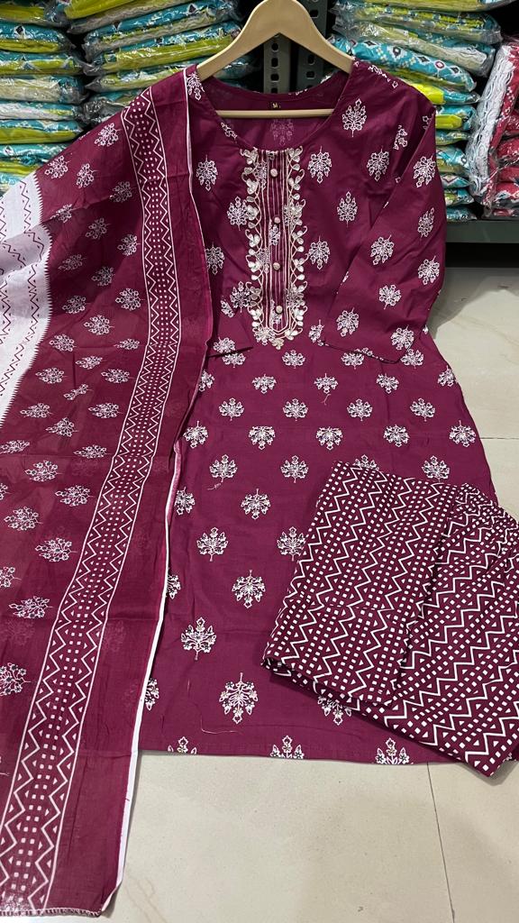 Beautiful Heavy Cotton kurti With Pant And Duppata