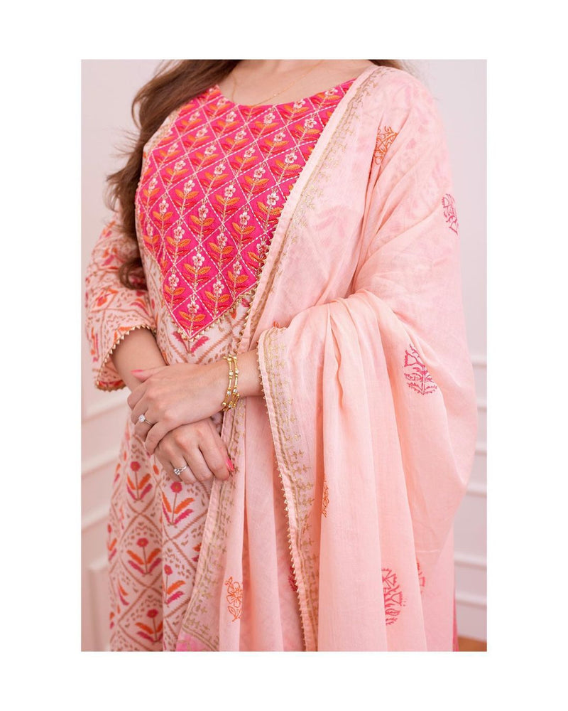 Beautiful Orange Peach Suit With Duppata