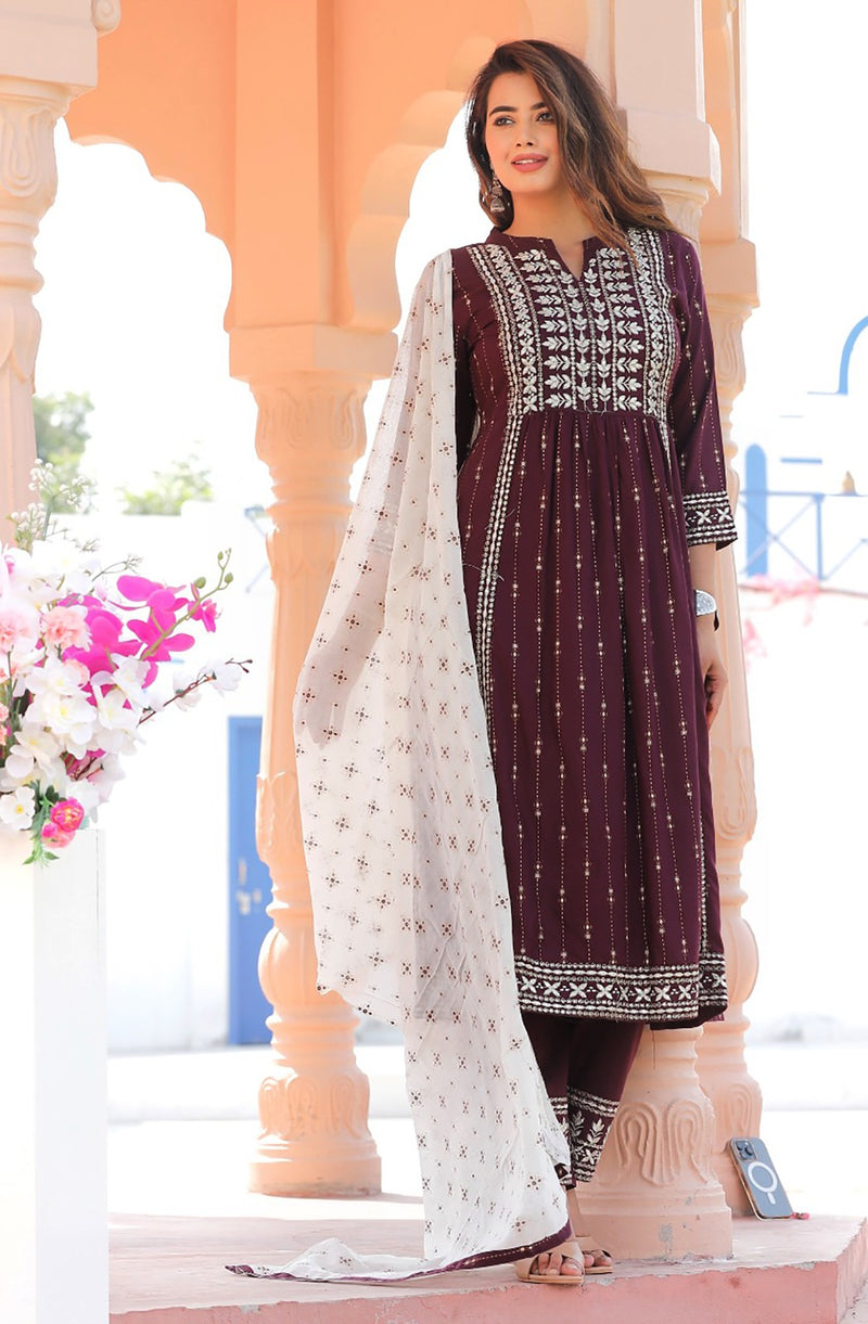 Premium Nayra Cut Kurti With Pant and Dupatta