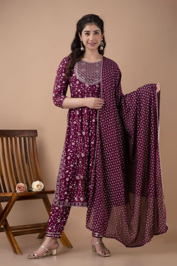 Premium Embroidered Nayra Cut Suit with Dupatta