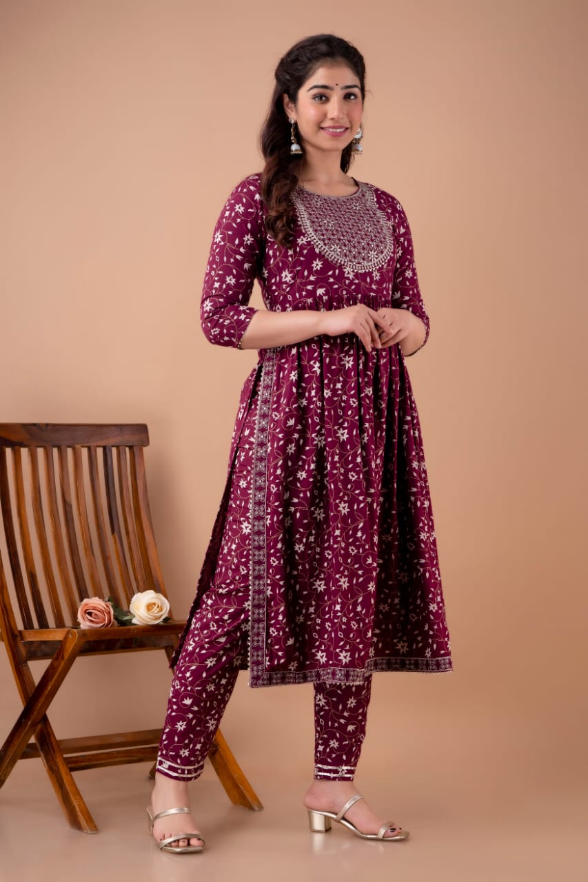 Premium Embroidered Nayra Cut Suit with Dupatta