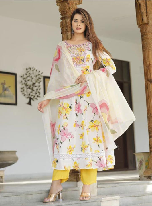 Beautiful Floral Kurti with Pant & Duppta