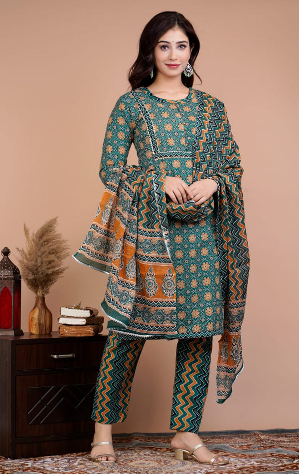 Designer Cotton Suit With Dupatta