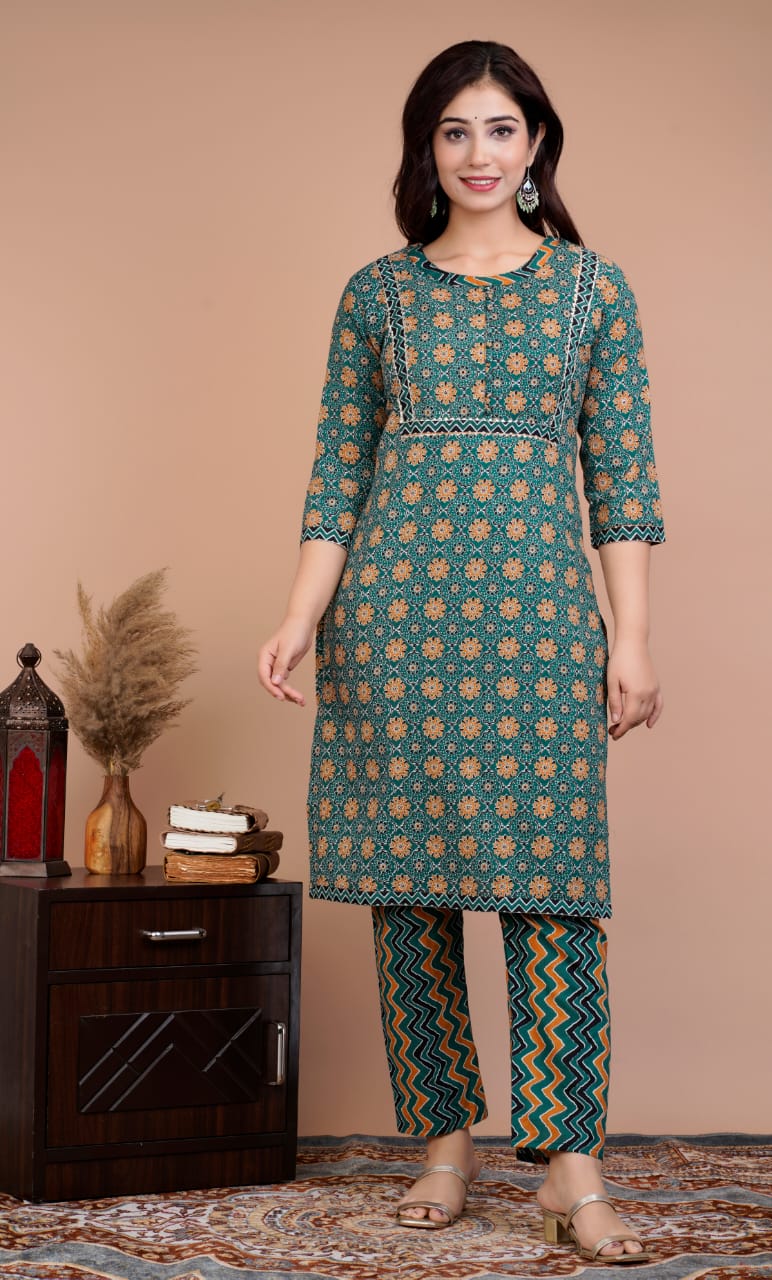 Designer Cotton Suit With Dupatta